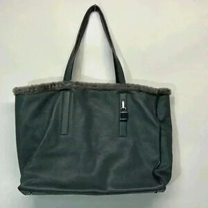 Lia Nima genuine, leather, gray purse tote